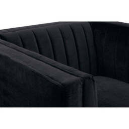 Farah Black Velvet Chair with Pleated Detail - thumbnail 6