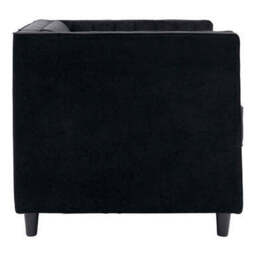 Farah Black Velvet Chair with Pleated Detail - thumbnail 4