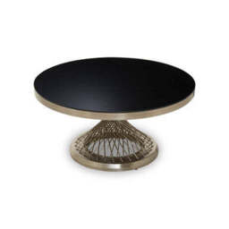 Anzio Black Glass Round Coffee Table with Silver Finish Base - thumbnail 3