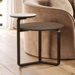 Imperia Brown Veneer and Ceramic 2 Tier Round Coffee Table