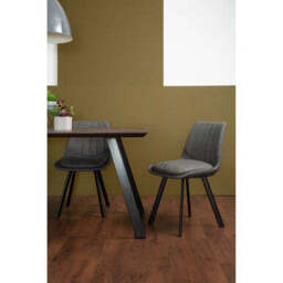 Brown Wooden Top and Metal Legs Dining Table with 6 Grey Chairs Set, Westford - thumbnail 5