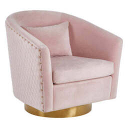 Plazoni Pink Velvet Swivel Chair with Gold Base - thumbnail 4