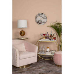 Plazoni Pink Velvet Swivel Chair with Gold Base - thumbnail 5