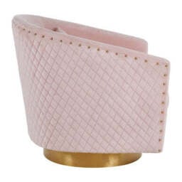 Plazoni Pink Velvet Swivel Chair with Gold Base - thumbnail 6
