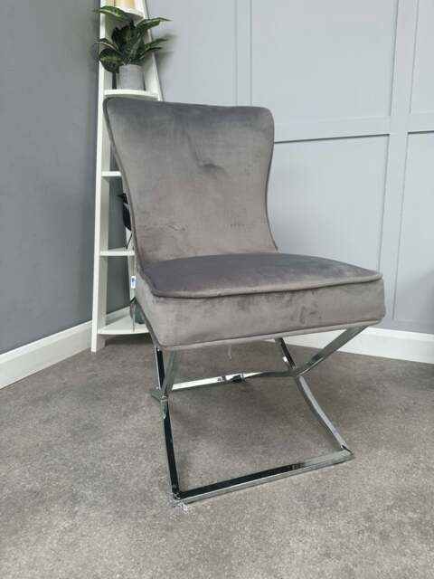 Trafalgar Velvet Dining Chair - Dark Grey - image 1