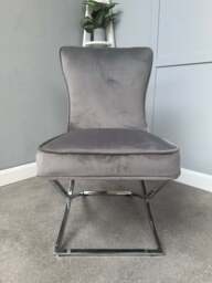 Trafalgar Velvet Dining Chair - Dark Grey - thumbnail 2