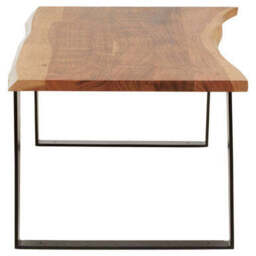 Live Edge Acacia Wood Top Coffee Table with Black Iron Legs, Surax - thumbnail 5