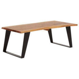 Live Edge Acacia Wood Top Coffee Table with Black Iron Legs, Surax - thumbnail 4