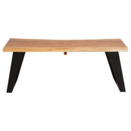 Live Edge Acacia Wood Top Coffee Table with Black Iron Legs, Surax - thumbnail 2