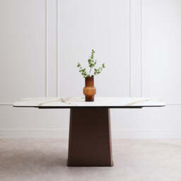 Imperia White Ceramic Marble Effect Rectangular Dining Table - thumbnail 1