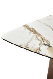 Imperia White Ceramic Marble Effect Rectangular Dining Table - thumbnail 4