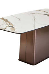 Imperia White Ceramic Marble Effect Rectangular Dining Table - thumbnail 5