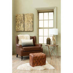 Fulham Brown Leather Effect Wing Armchair - thumbnail 3