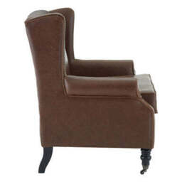 Fulham Brown Leather Effect Wing Armchair - thumbnail 5