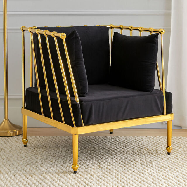 Novo Chair With Gold Finish Tapered Arms - image 1