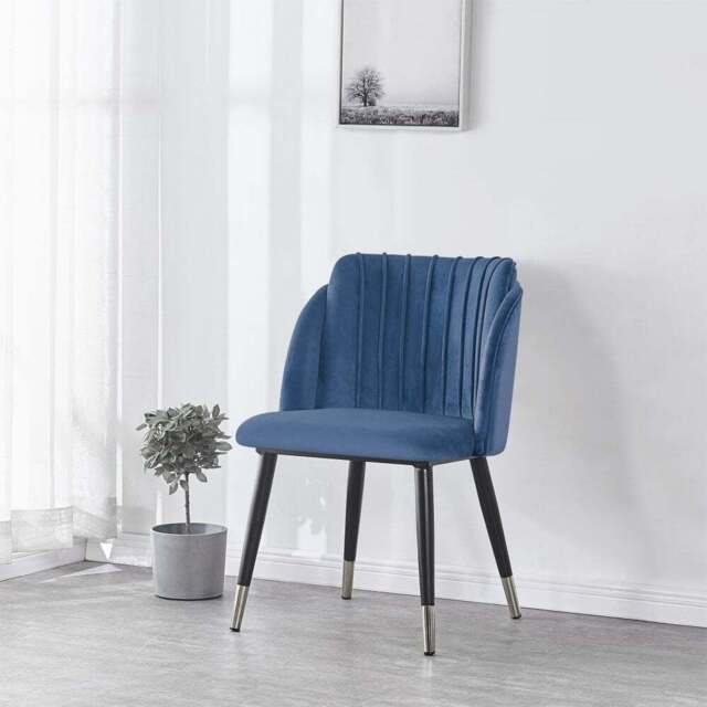 Milano Cosmo LUX Dining Set - a Black Dining Table & 4 Dining Chairs with Silver End Caps - Blue