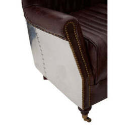 Victor Brown Leather Quilted Armchair - thumbnail 6