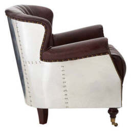 Victor Brown Leather Quilted Armchair - thumbnail 3