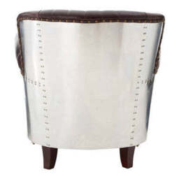 Victor Brown Leather Quilted Armchair - thumbnail 4