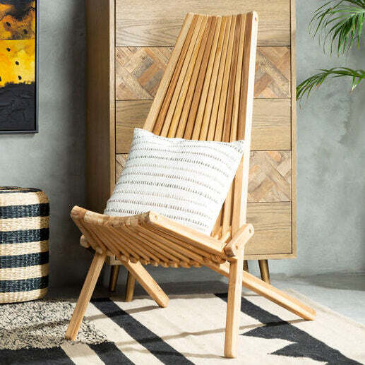 Manado Natural Teak Wood High Back Lounge Chair - image 1