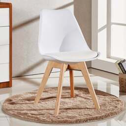 White Halo Dining Table & Set of 4 Lorenzo Jamie Tulip Dining Chairs with Padded Seat - thumbnail 6