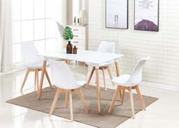White Halo Dining Table & Set of 4 Lorenzo Jamie Tulip Dining Chairs with Padded Seat - thumbnail 2