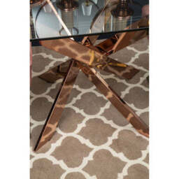 Allure Rose Gold Metal Rectangular Dining Table with Clear Glass Top - thumbnail 4