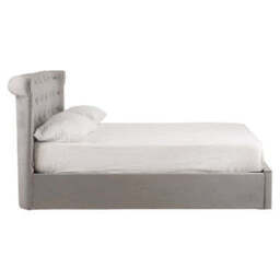 Grey Velvet Ottoman Double Bed - Edison - thumbnail 4