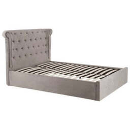 Grey Velvet Ottoman Double Bed - Edison - thumbnail 6