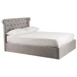 Grey Velvet Ottoman Double Bed - Edison - thumbnail 3