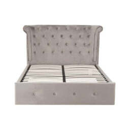 Grey Velvet Ottoman Double Bed - Edison - thumbnail 5