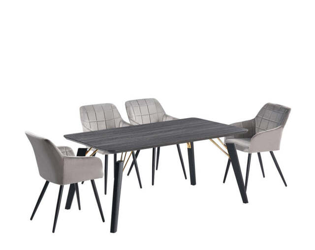 Camden Cosmo LUX Dining Set, a Table and Chairs Set of 4, Black/Dark Grey - Light Grey