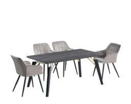 Camden Cosmo LUX Dining Set, a Table and Chairs Set of 4, Black/Dark Grey - Light Grey