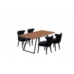Toga Oxford LUX Dining Set - Toga Extendable Walnut Dining Table w/ a Set of 4 Oxford LUX Velvet Dining Chairs - thumbnail 1