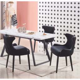 Toga Oxford LUX Dining Set - Toga Extendable Walnut Dining Table w/ a Set of 4 Oxford LUX Velvet Dining Chairs - thumbnail 2