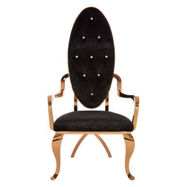 Novara Black Velvet And Rose Gold Baroque Chair - image 1