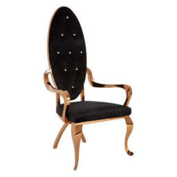 Novara Black Velvet And Rose Gold Baroque Chair - thumbnail 2