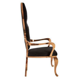 Novara Black Velvet And Rose Gold Baroque Chair - thumbnail 3