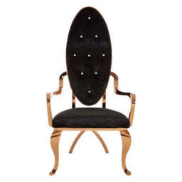 Novara Black Velvet Baroque Chair with Rose Gold Finish Frame