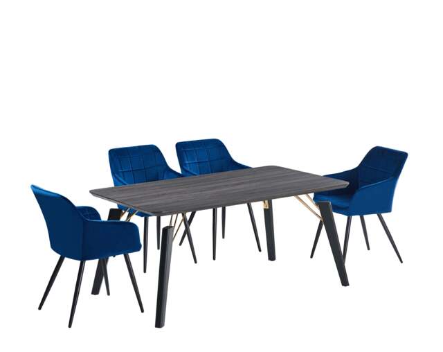 Camden Cosmo LUX Dining Set, a Table and Chairs Set of 4, Black/Dark Grey - image 1