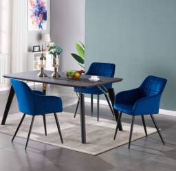Camden Cosmo LUX Dining Set, a Table and Chairs Set of 4, Black/Dark Grey - thumbnail 2