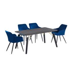 Camden Cosmo LUX Dining Set, a Table and Chairs Set of 4, Black/Dark Grey - thumbnail 1