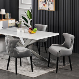 Oxford Duke LUX Dining Set, a Table and Chairs Set of 4, White - thumbnail 2