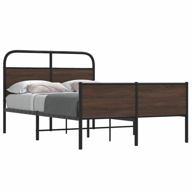 Bed Frame without Mattress 120x190 cm Brown Oak Engineered Wood - image 1