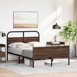 Bed Frame without Mattress 120x190 cm Brown Oak Engineered Wood - thumbnail 4