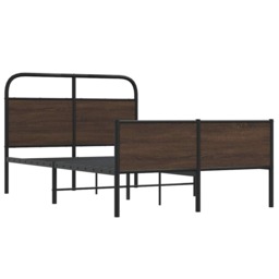 Bed Frame without Mattress 120x190 cm Brown Oak Engineered Wood - thumbnail 3