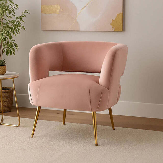 Larissa Pink Velvet Curved Chair - image 1