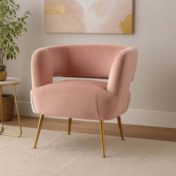 Larissa Pink Velvet Curved Chair - thumbnail 1