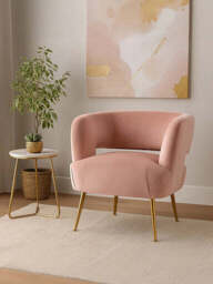 Larissa Pink Velvet Curved Chair - thumbnail 5