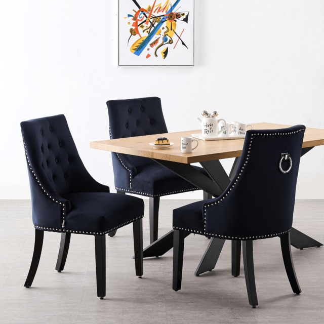 Windsor Duke Lux Dining Set - An Oak Table with Set of 4 Dining Chairs - Black